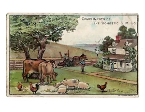 Victorian Trade Card 1800s Farm Scene Horse, Pig, Cow, Chicken Domestic S.M. Co. - Bild 1 von 4