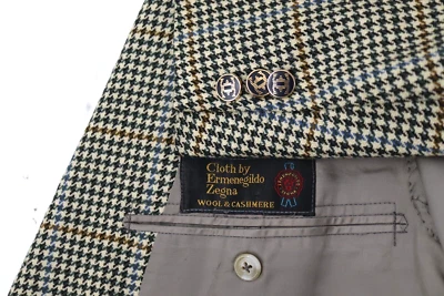 De Colección Eremengildo Zegna Abrigo Deportivo Hombre 44 Tela Pata de Gallo Cuadros Lana Cachemira Foto 1 de 4
