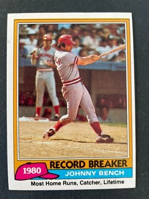 Johnny BENCH 1981 Topps Record Breaker Baseball #201 Cincinnati Reds - Image 1 of 2