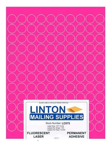 Round Pink Stick-on Labels, 3/4
