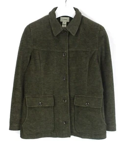 L.L. BEAN Jacket Women's S/M Fleece Button Up Wool Blend Polo Padded Melange - Picture 1 of 9
