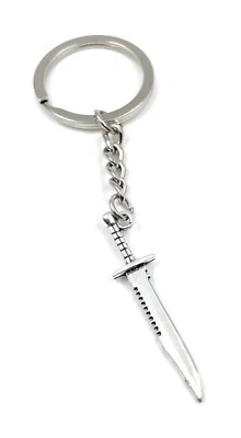 Portachiavi Argento Metallo Sciabola Coltello Coltello Da Sopravvivenza - Immagine 1 di 4