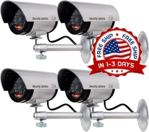 4 Cámara De Vigilancia Falsa De Seguridad CCTV Para Interiores Exteriores Bullet - Picture 1 of 8