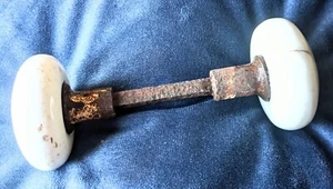 Antique Vintage Pair White Ceramic Door Knobs Victorian 2" Door 2" Knobs - Picture 1 of 8