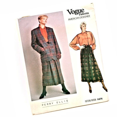 Vogue 1474 Perry Ellis Sewing Pattern Uncut Jacket Skirt Blouse Misses Size 8 - Image 1 of 4