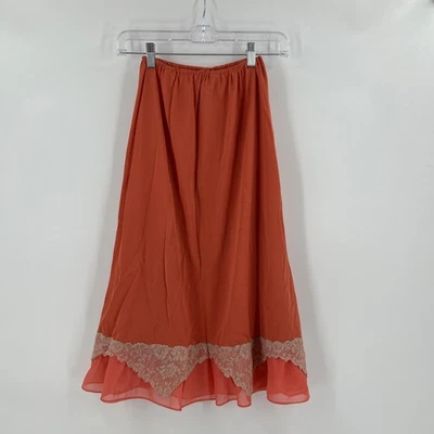 De colección 1950 Schiaparelli Nueva York Coral Nylon Medio Slip Borde de Encaje Foto 1 de 4