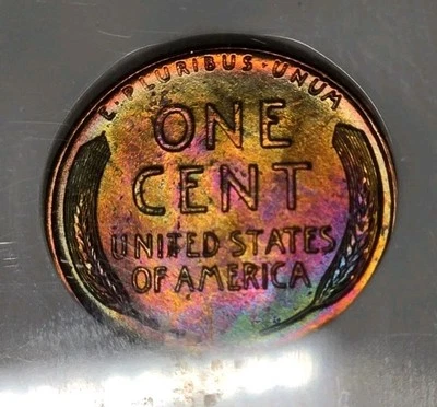 1956 Lincoln Cent NGC MS64RB Monster Rainbow Toned Wheat Penny Neon Color - Image 1 of 4