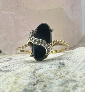 Anillo de ónix vintage de oro amarillo de 10k talla 7 - Imagen 1 de 4