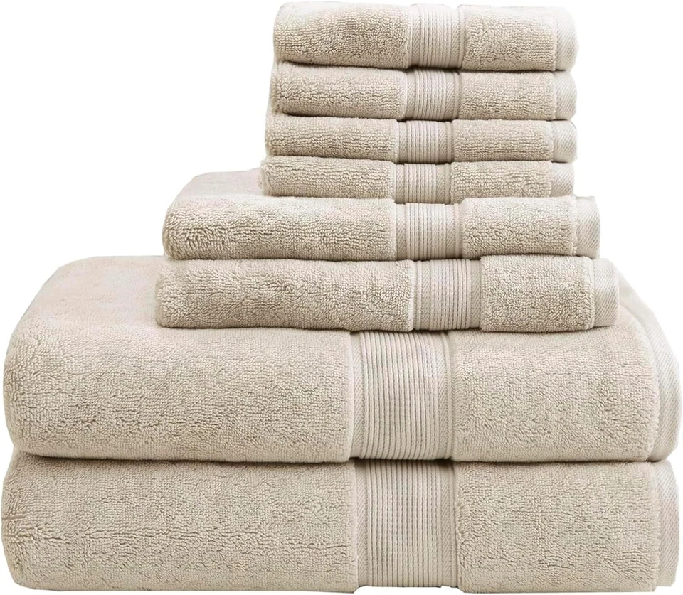 Madison Park Signature 800gsm 100 Cotton 8 Piece Towel Set Natural See Below