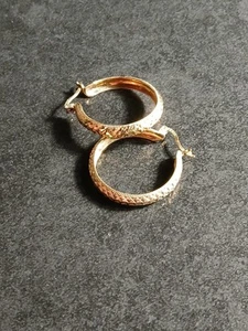 Vintage Gold Over 925 Sterling Silver Diamond Cut Hoop Earrings Fine Fashion MB - Picture 1 of 13