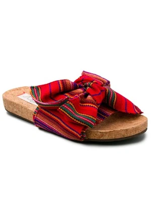 Sandalias sin cordones SUGAR para mujer rojas a rayas con moño acento plataforma 6 Foto 1 de 4