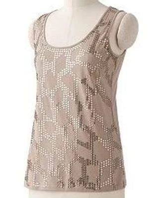Camiseta sin mangas Dana Buchman con lentejuelas de animales tostados sin mangas nueva con etiquetas, grande (12-14), envío y devolución gratuitos Foto 1 de 4