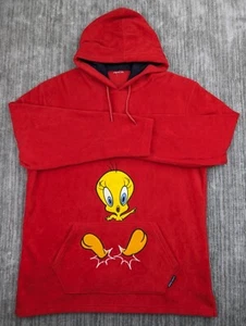 Vintage 90s Looney Tunes Tweety Bird Pullover Fleece Hoodie Size 2XL OSFA Red - Picture 1 of 9