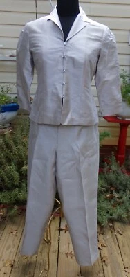 Talbots миниатюрных серый шелковый костюм 2 шт. топ 4 брюки 6 женское платье брюки нарядный - Изображение 1 из 4