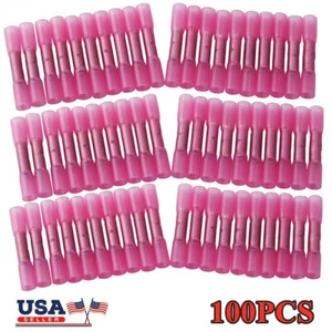 100Pcs Red Heat Shrink Waterproof Wire Connectors 22-16AWG Butt Seal Terminals - Bild 1 von 11