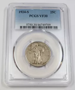 1924 S PCGS VF30 | Standing Liberty Quarter - 25c US Coin #42349A - Picture 1 of 2