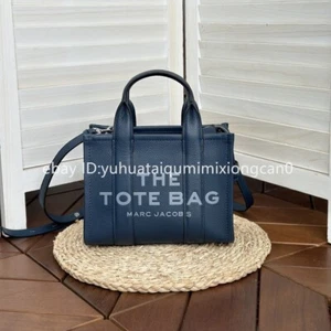 Marc Jacobs Tote Bag Small Shoulder Bag Dark Blue Leather Women's Handbag - Picture 1 of 9