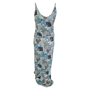 Magazzino Maxi Abito Blu Fantasia Senza Maniche Donna Taglia UK 10 - Foto 1 di 5