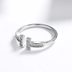 Anello per donna e ragazza regolabile moda anello cristallo cerchio aperto misura unica - Foto 1 di 2
