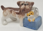 Dog Figurine Brown Ears Up Occupied Japan Porcelain White Hand Painted