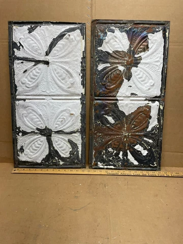 1pc 24" x 24" Full Piece Antique Ceiling Tin Vintage Reclaimed Salvage Art Craft Cover