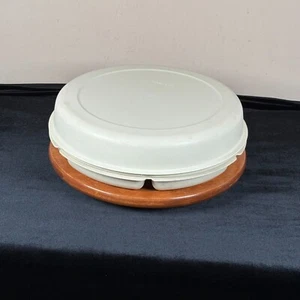 Vintage Tupperware Large Divided Vegetable Round Tray Server With Lid 12" - Picture 1 of 8