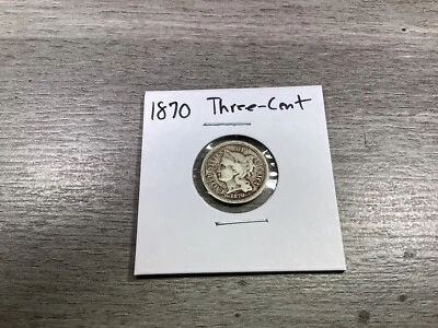 1870 Three Cent Nickel 3 Cent US Coin 061124 23ta - Image 1 of 4