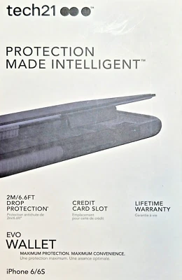 iPhone 6/6S Tech21 Evo Wallet Black case with card slot - Image 1 of 4