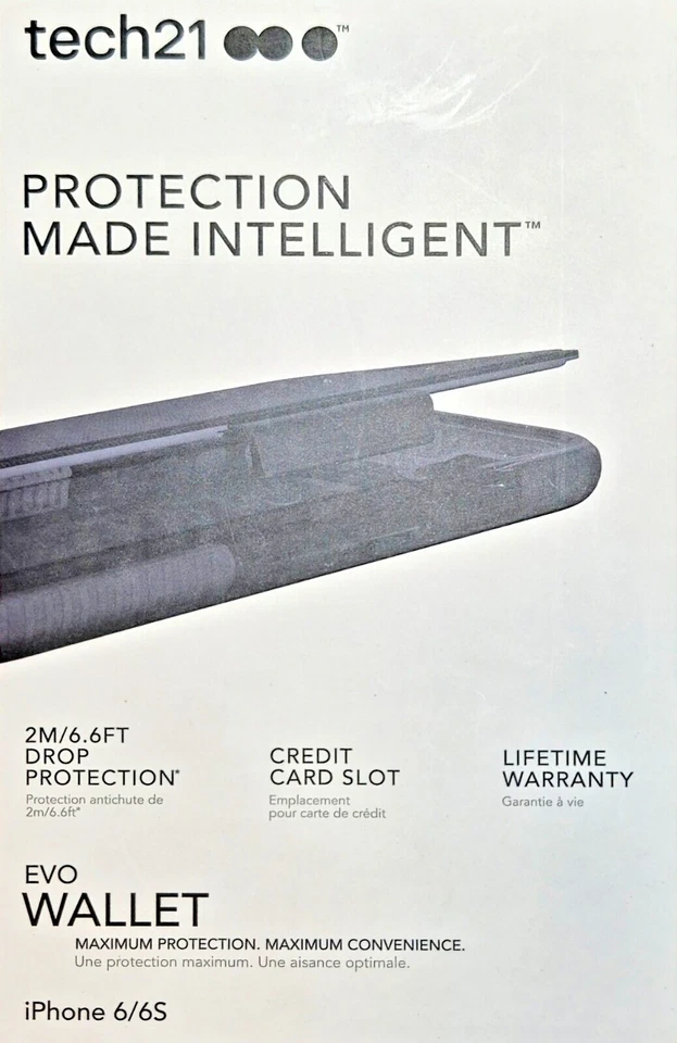 iPhone 6/6S Tech21 Evo Wallet Black case with card slot - Image 1 of 4