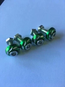 CAR Green STAINLESS STEEL LICENSE PLATE SCREWS X 4 PIECES NO.2G - Picture 1 of 2