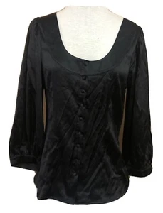 SANDRA ANGELOZZI black silk Collection blend blouse Chemise Shirt 94% Silk NWT - Bild 1 von 12