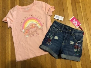 Girls Lot Of 2 365 Kids Justice Shirt/Shorts Size:6/7 NEW/NWT - Picture 1 of 4