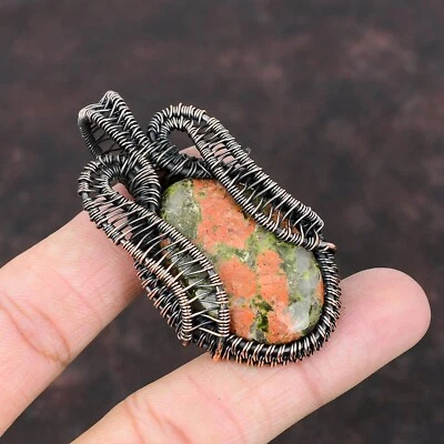 Joyería de piedras preciosas Unakita regalo de cobre para colgante envuelto en alambre Bestie 2,52" Foto 1 de 4