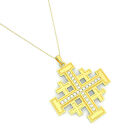 14-karatowy złoty krzyż jerozolimski wisiorek 25 naturalnych diamentów 0,27 karata