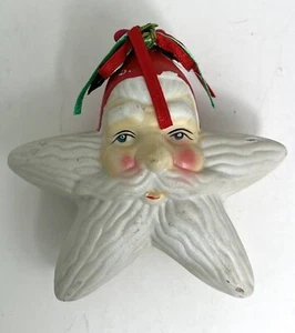 Vintage 1980’s Ceramic Star Shaped Santa Claus Christmas Ornament #9447 - Picture 1 of 5