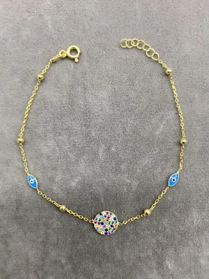 PULSERA MAL OJO PLATA ESTERLINA ORO AMARILLO TURCO PROTECCIÓN JOYERÍA REGALO Foto 1 de 4