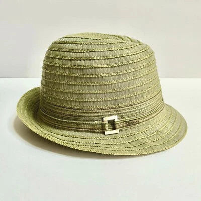 Scala Fedora Mens Hat Sage Green Textured Fabric Buckle Accent One Size Fits All - Image 1 of 4