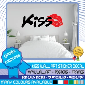 Kiss Sexy Lips Quote Vinyl Wall Art Sticker Decal Bedroom Room Home Decor Family - Picture 1 of 7