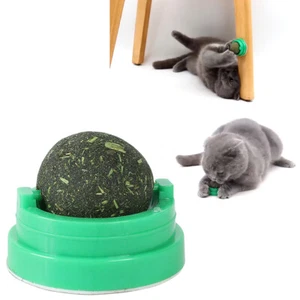 2x Cat Snack Catnip Ball Lick Solid Nutrition Ball Toy Help Digestion Wall Mount - Picture 1 of 10