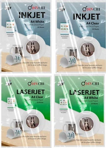 DIVCHI Aufkleber Papier A4 Größe Laserdrucker Aufkleber Blatt und Wasser Objektträger Tintenstrahl - Bild 1 von 22