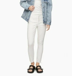 CALVIN KLEIN White Size 24 Skinny High Rise Raw-Hem Denim Ankle Jean NWT - Picture 1 of 3