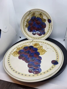 Vintage ROTHWOMAN CA Art Pottery Grapes Stoneware Platter & Matching Bowl Set/2 - Picture 1 of 16