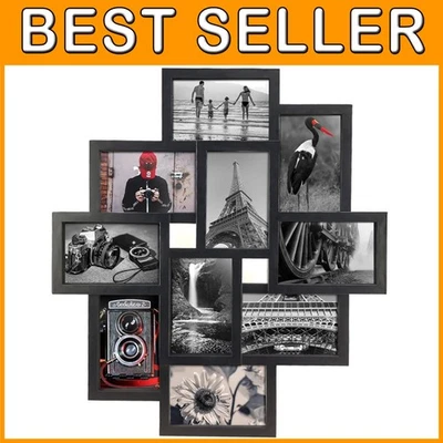 Minimalist 10 Opening Black Collage Frame for 4x6 Pictures - Image 1 of 4