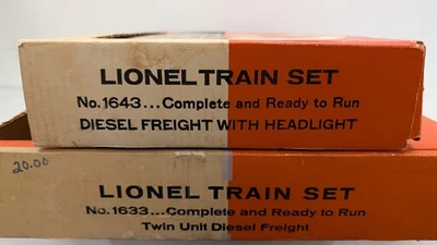 LIONEL 2 ORIG PAQUETE PLANO CONJUNTO CAJAS - 1633, 1643 JUEGOS DE CARGA (HB38)....TK Foto 1 de 4