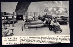 Postcard 1933 Chicago Century of Progress International Harvester Farm Machines - Picture 1 of 2