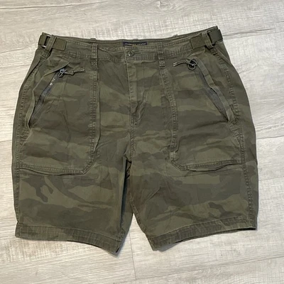 Abercrombie Fitch Shorts Camo Military y2k Non Cargo 36 x 8 Thick Zip Pockets - Image 1 of 4