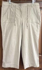 Jones New York Sport Women's Cargo Capri/Pant Beige Size 14 Drawstring 4 Pockets - Picture 1 of 8