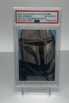 PSA AUTHENTIC Topps Star Wars Sketch 2022 Masterwork Mandalorian Nick Gribbon - Image 1 of 2