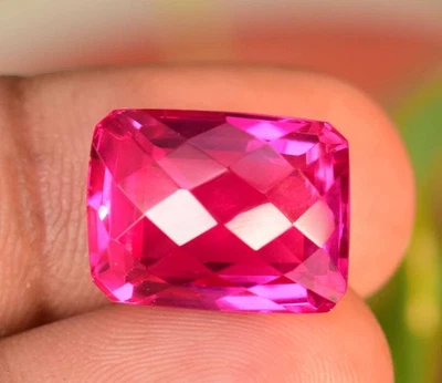 Natürlich Rot Pink Rubellit Turmalin 17.10Ct Certified Smaragd Checker Edelstein - Bild 1 von 4