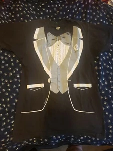 Rare Vintage Screen Stars 80s Black Tuxedo Tee Shirt XL - Picture 1 of 6